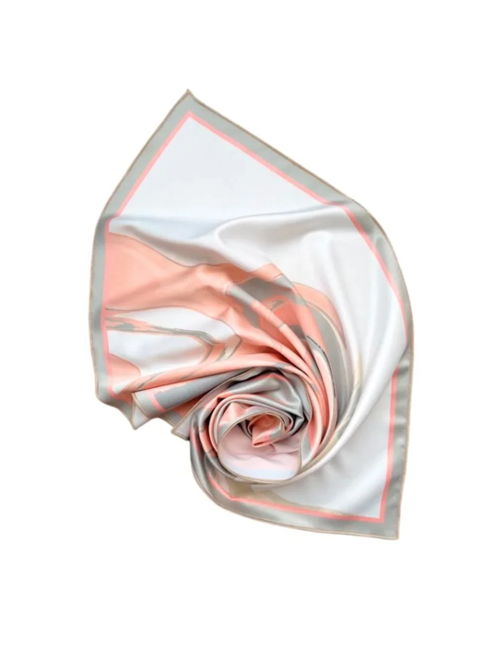 Salmon & Gray Marble Swirl Square Scarf 48x48cm | Custom Design Bandana NWOT